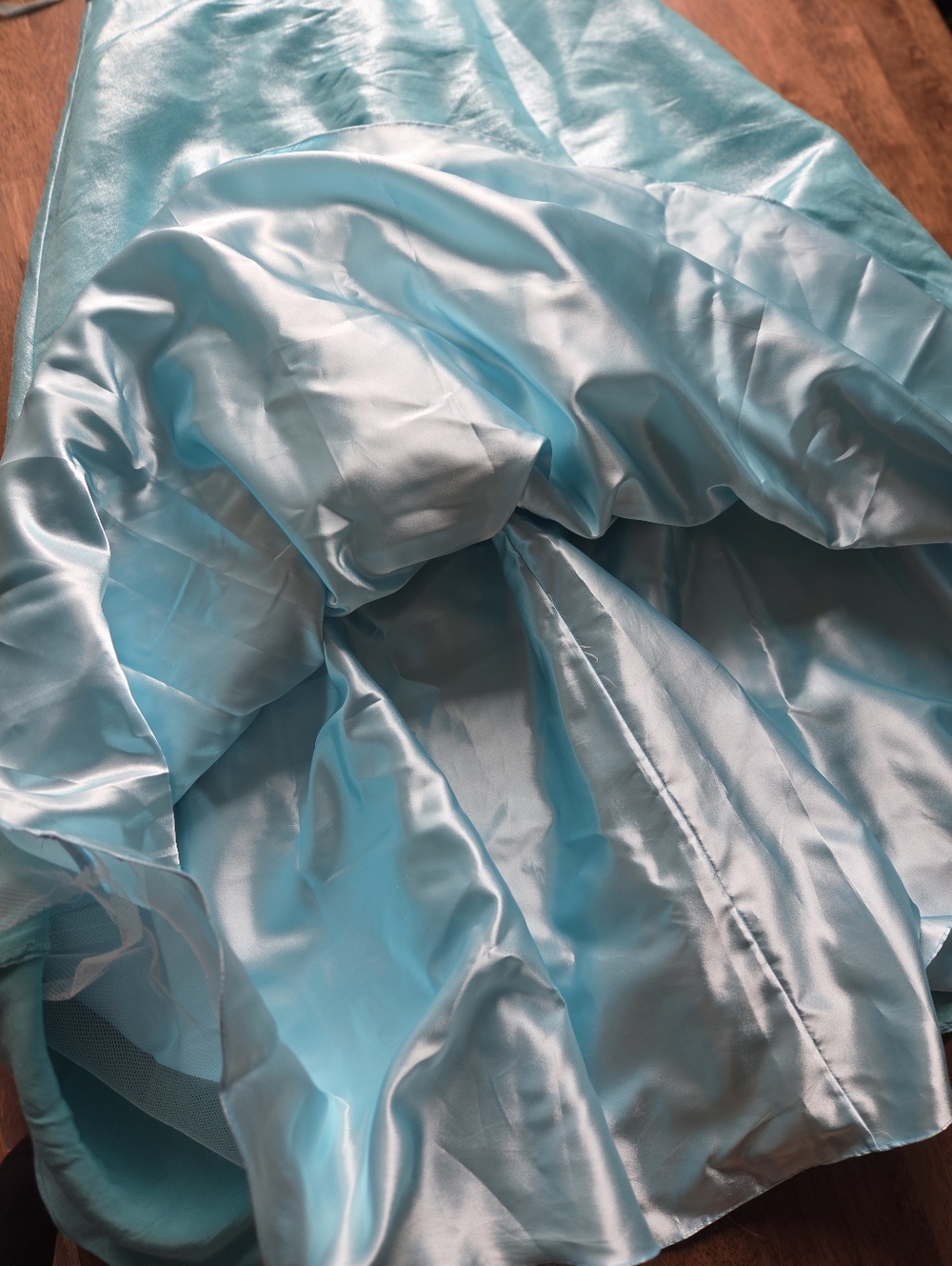 Icy Mint Turquoise Satin A-Line Maxi Skirt Frozen Princess Elsa - Picture 9 of 16
